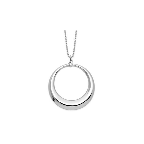 18 1.4mm Pink Sterling Silver Necklace w/ Sparkly Circle-In-Circle Pendant 
